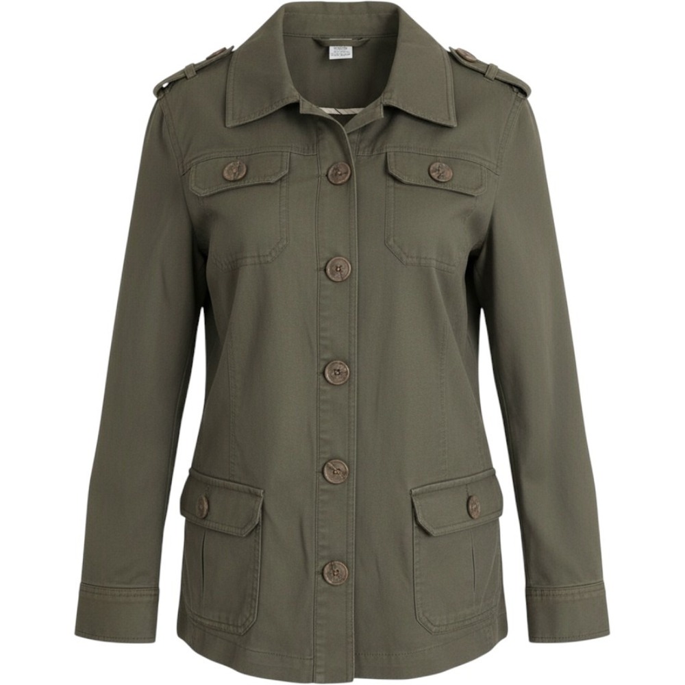Cabi Olive Green Cotton Linen Utility Military Field Jacket Style 493 Large